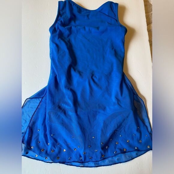 The Lineup Dance Solo custom lyrical blue Costume rhinestone SELAH MESH DRESS 10 - Picture 3 of 15